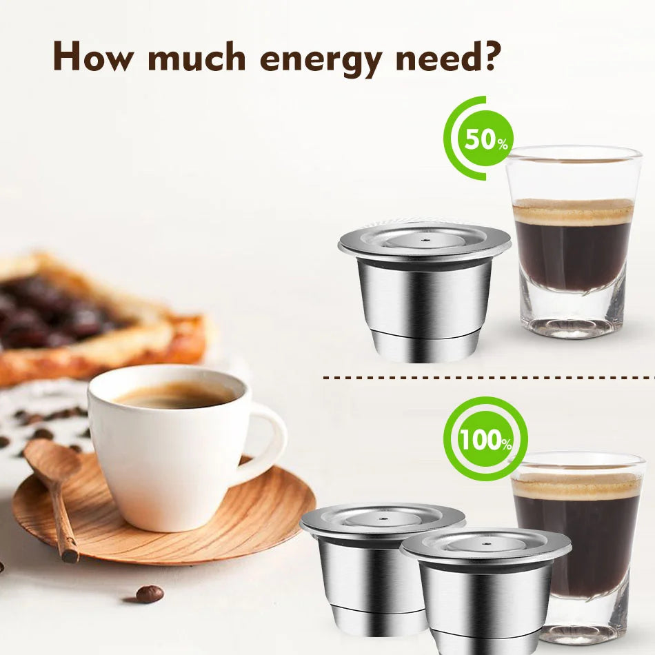 For Nespresso Reusable Coffee Capsule Stainless Steel Rich Crema Espresso Refillable Filters Pod Fit Inissia Pixie Essenza Mini