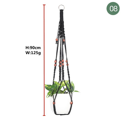 Macrame handmade plant hanger baskets flower pots holder balcony hanging decoration knotted lifting rope home garden supplies