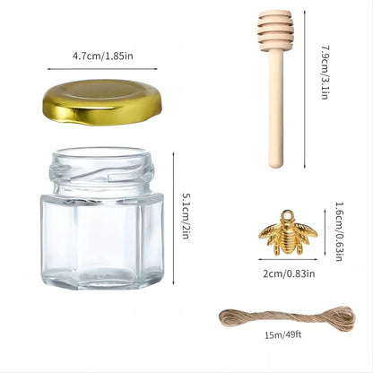 Mini Glass Honey Jars With Wood Dipper