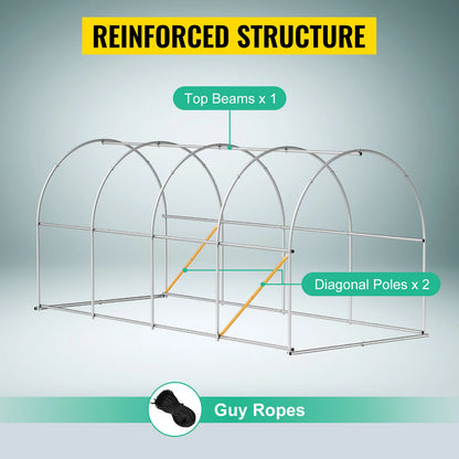 VEVOR Walk-in Tunnel Greenhouse Galvanized Frame & Waterproof Cover 15x7x7/10x7x7/20x10x7/12x7x7 ft Greenhouses & Cold Frames