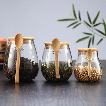 Hermetic Containers for Food Storage Pots Glass Jar with Lid Sealed Container Sugar Tea Cans Airtight Coffee Jars Kitchen Supply