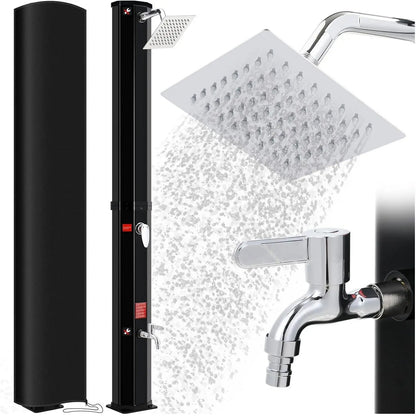 35/40L Solar Shower Column Outdoor Floor Standing Shower Faucet Top Shower System Waterfall Rain Fit For Garden Swimming Pool
