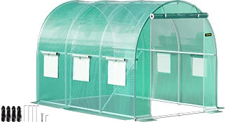 VEVOR Walk-in Tunnel Greenhouse Galvanized Frame & Waterproof Cover 15x7x7/10x7x7/20x10x7/12x7x7 ft Greenhouses & Cold Frames