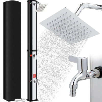 35/40L Solar Shower Column Outdoor Floor Standing Shower Faucet Top Shower System Waterfall Rain Fit For Garden Swimming Pool
