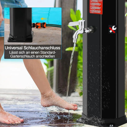 35/40L Solar Shower Column Outdoor Floor Standing Shower Faucet Top Shower System Waterfall Rain Fit For Garden Swimming Pool