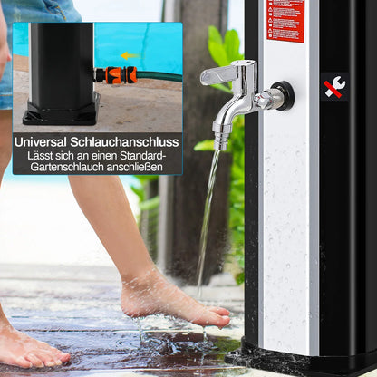 35/40L Solar Shower Column Outdoor Floor Standing Shower Faucet Top Shower System Waterfall Rain Fit For Garden Swimming Pool