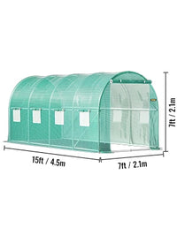 VEVOR Walk-in Tunnel Greenhouse Galvanized Frame & Waterproof Cover 15x7x7/10x7x7/20x10x7/12x7x7 ft Greenhouses & Cold Frames
